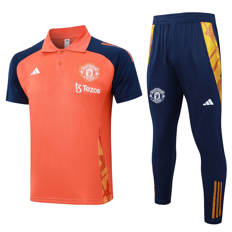 Conjunto Manchester United Treino 24/25 - Masculino Adidas - Laranja