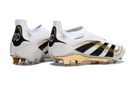 Chuteira de Campo Adidas Predator Elite LL sem cadarço FG - Branco e Dourado