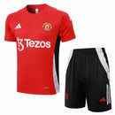 Manchester United Training Set Short Sleeve Shirt + Shorts 24/25 - Men's Adidas - Red