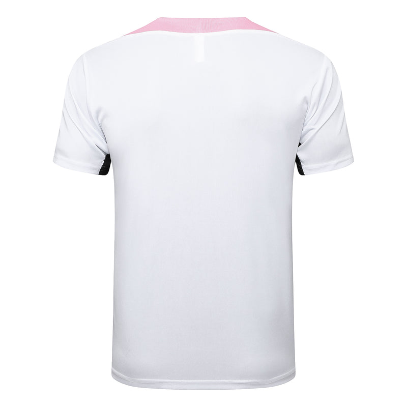 Conjunto Paris Saint-Germain Treino Camisa manga curta + short 24/25 - Masculino Jordan - Branco (Ombros Rosa)