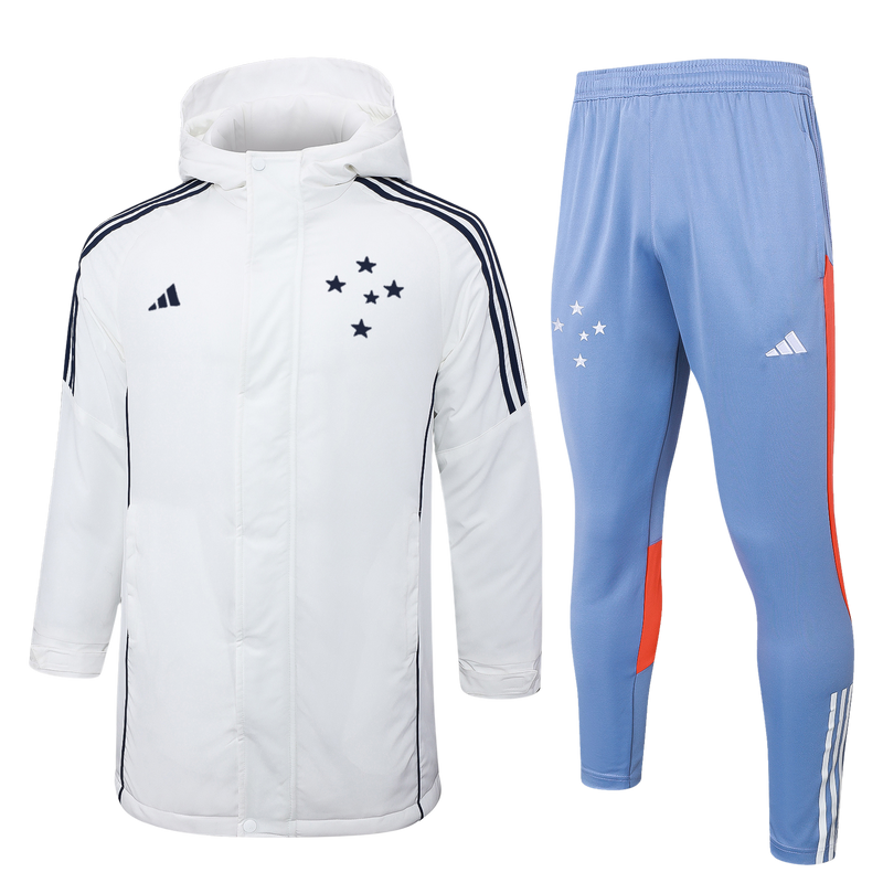 Casaco de algodão Cruzeiro + calça 24/25 Adidas - Branco - Preto - Azul