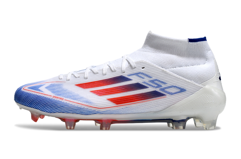 Adidas F50 Elite Mid High Top FG Football Boots - White and Blue