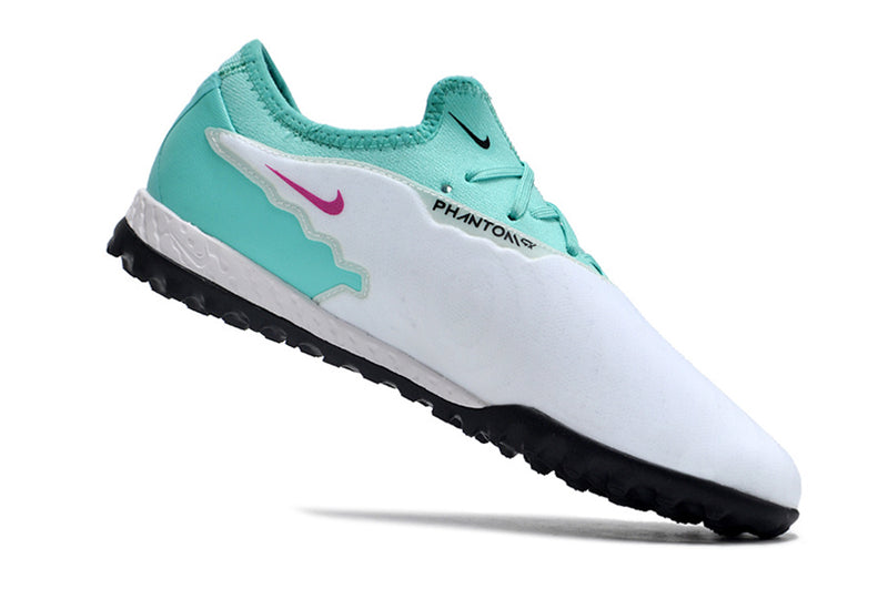 Chuteira de Campo Nike React Phantom GX Pro TF - Branco/verde agua