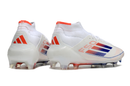 Chuteira de Campo Adidas F50 Elite Mid Cano Alto FG - Branco e Azul