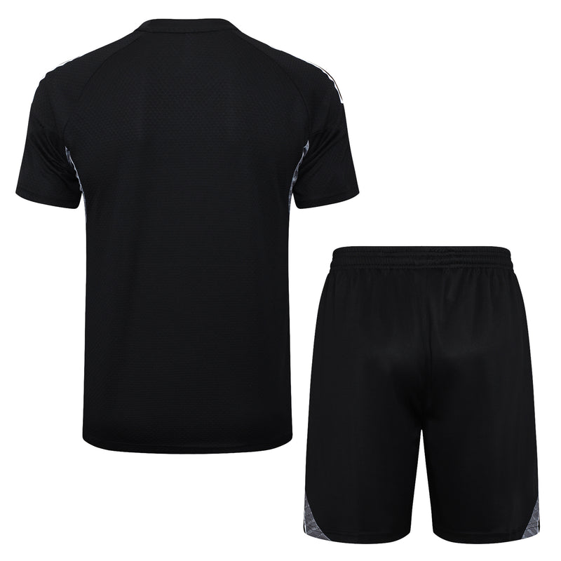 Conjunto Real Madrid Treino Camisa manga curta + short 25/26 - Masculino Adidas - Preta