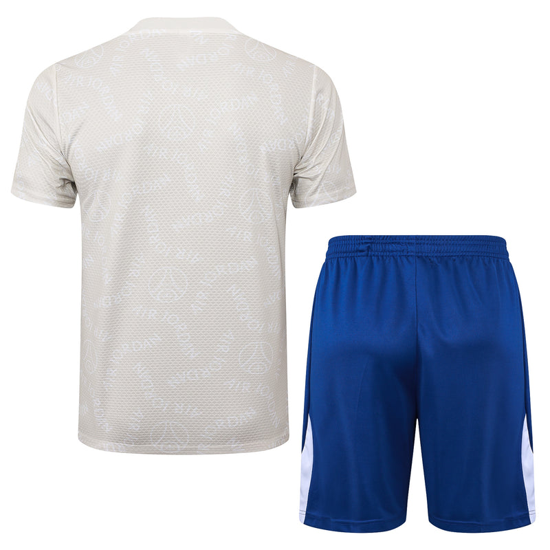 Conjunto Paris Saint-Germain Treino Camisa manga curta + short 24/25 - Masculino Jordan - Cinza