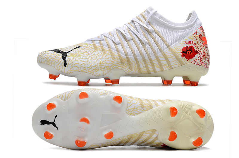 Chuteira de Campo Puma Future Z 1.3 Teazer FG - Branco/Laranja