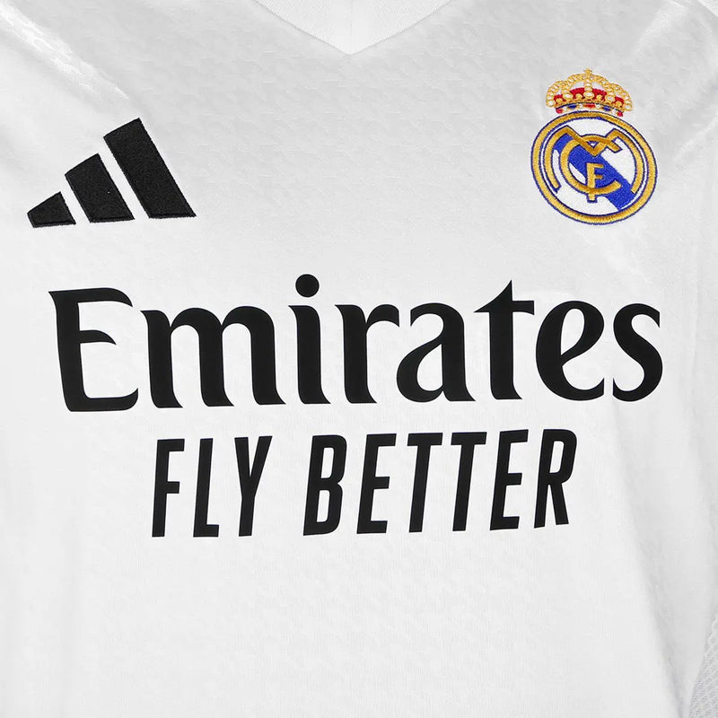 Camisa Real Madrid I 24/25 - Torcedor Adidas Masculina - Branca com detalhes em preto