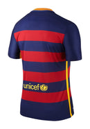 Camisa Retrô Barcelona I 15/16 - Masculina Nike - Azul com detalhes em vermelho e amarelo