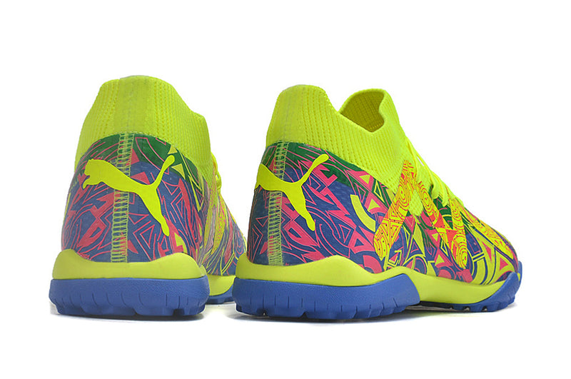 Chuteiras de futebol Puma Future X Powercat Tokyo Match TF - Amarelo/Azul