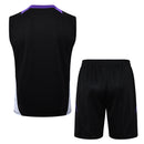 Conjunto Real Madrid Treino Camisa Regata + short 24/25 - Masculino adidas - preto (gola roxa)