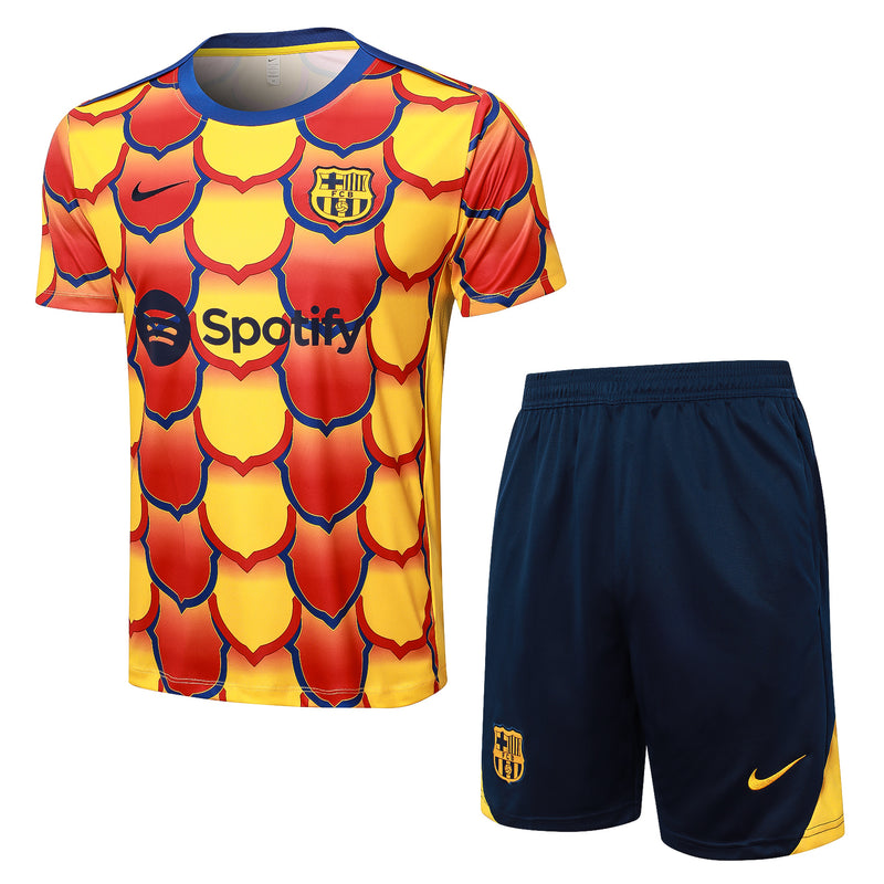 Conjunto Barcelona Treino Camisa manga curta + short 24/25 - Masculino Nike - amarelo