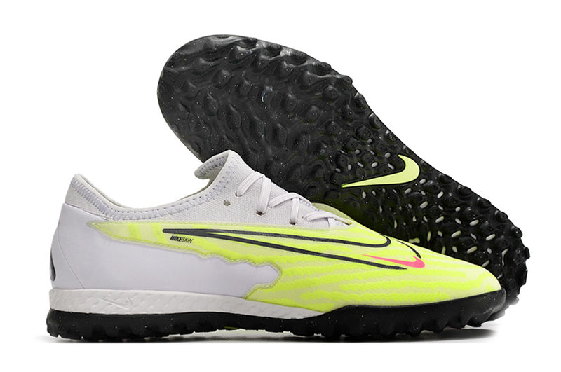 Chuteira de Campo Nike React Phantom GX Pro TF - Branco/Amarelo