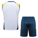 Conjunto Real Madrid Treino Camisa Regata + short 24/25 - Masculino adidas - Branco Com azul