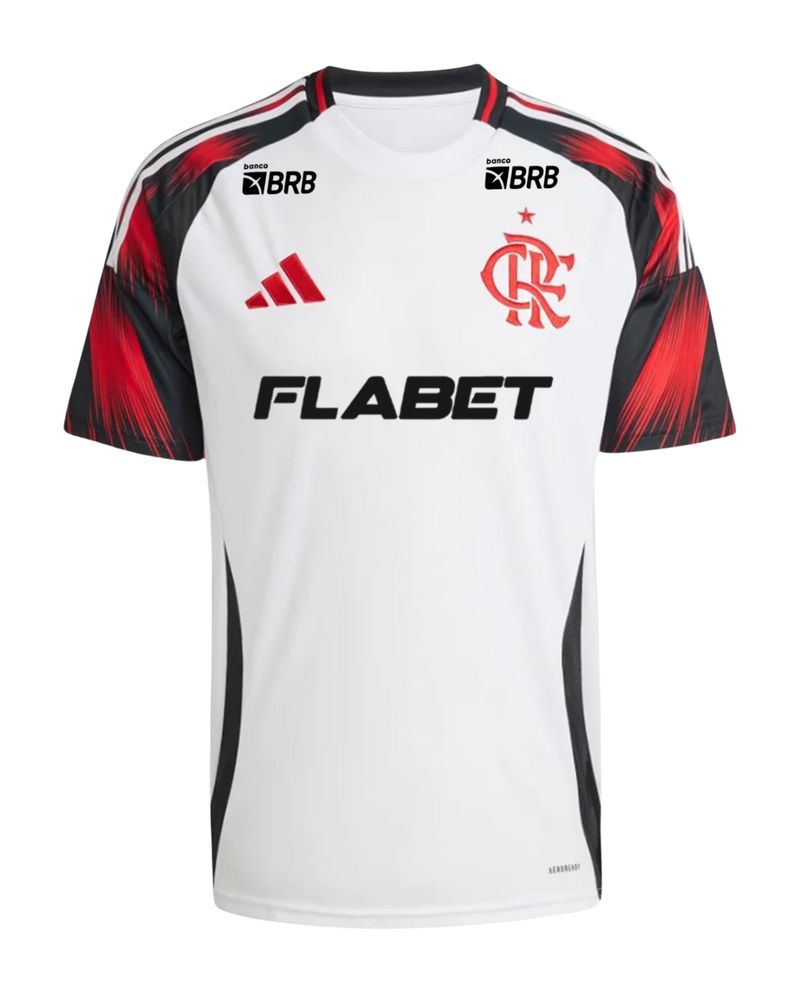 Camisa Flamengo II 25/26 - Torcedor Adidas Feminina - Branca com detalhes em vermelho e preto