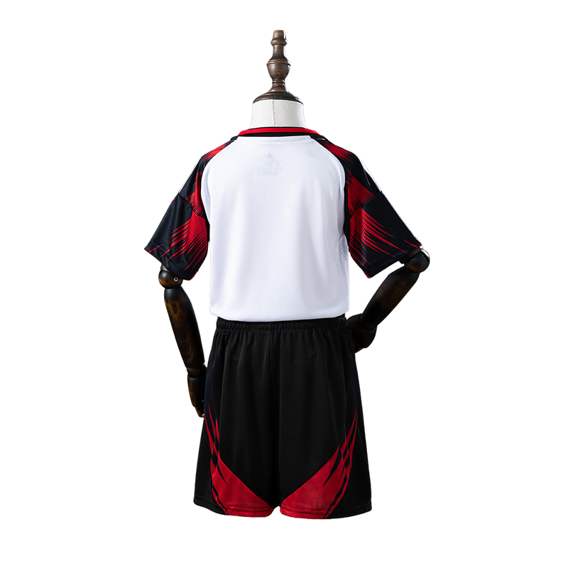 Kit Infantil Flamengo II 25/26 - Adidas - Branco e preto com detalhes em vermelho