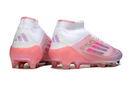 Chuteira de Campo Adidas F50 Elite Mid Cano Alto FG - Branco e rosa