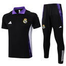Conjunto Real Madrid Treino 24/25 - Masculino adidas - Preto (Gola Roxa)