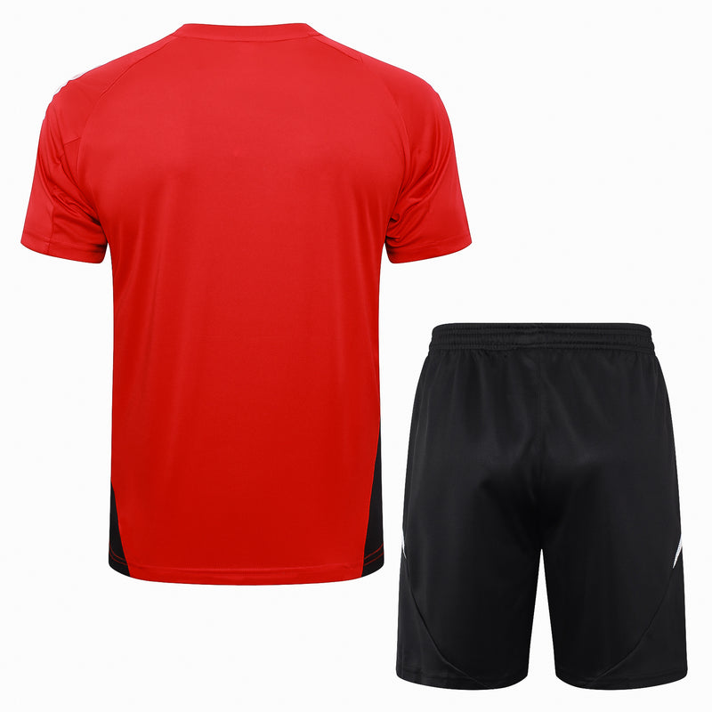 Conjunto Manchester United Treino Camisa manga curta + short 24/25 - Masculino Adidas - Vermelho