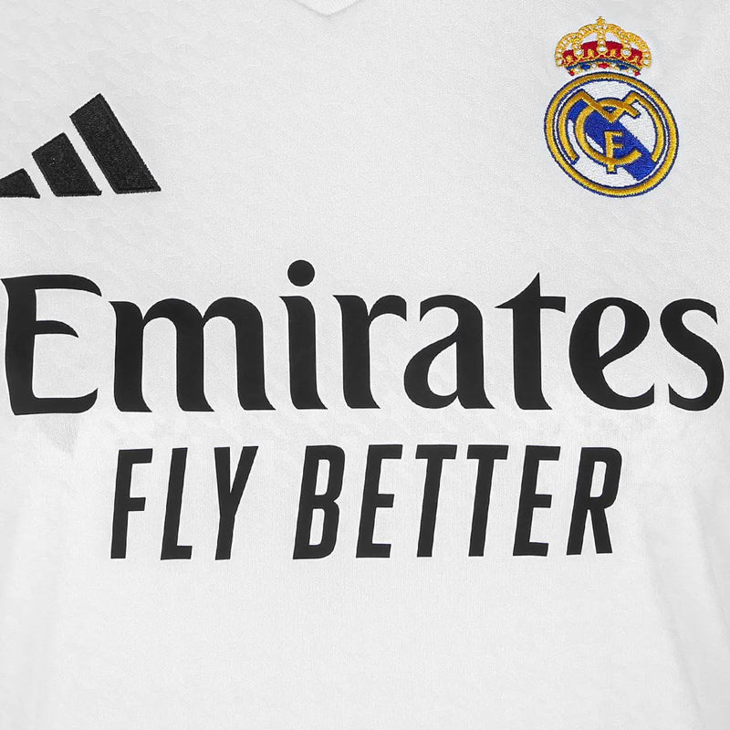 Camisa Real Madrid I 24/25 - Torcedor Adidas Feminina - Branca com listras pretas