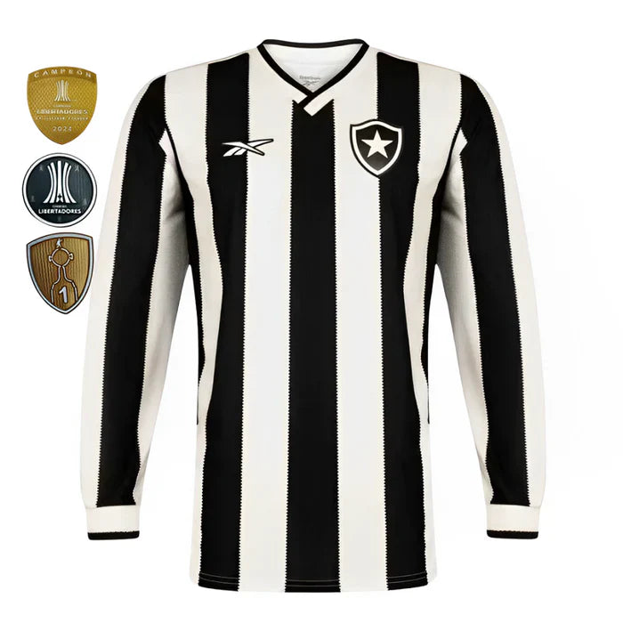 Camisa Botafogo I Manga Longa 24/25 - Torcedor Reebok Masculina - Preta e branca