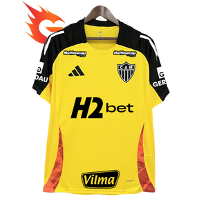 Camisa Atlético Mineiro 25/26 Treino Amarela - Todos os Patrocínios - Versão Torcedor