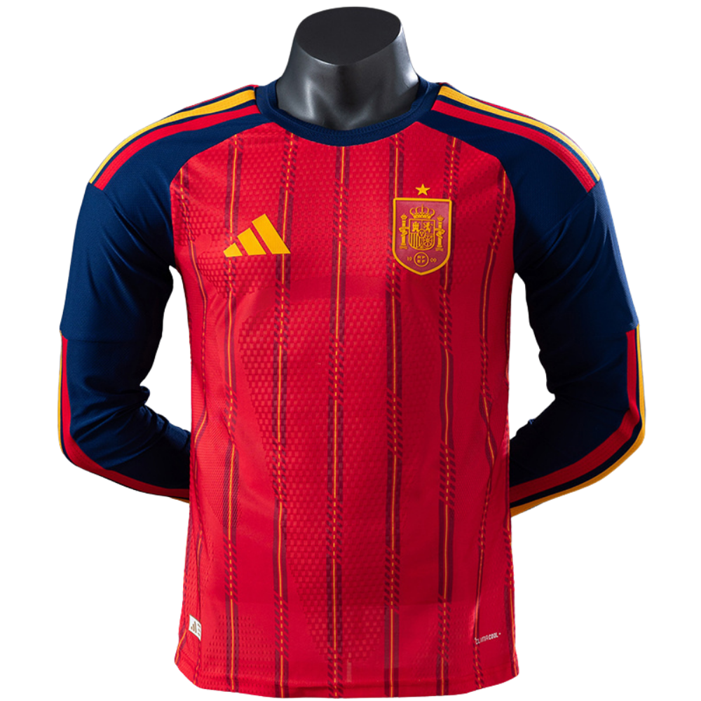 Camisa Espanha 2026 I Home - Versão Jogador - Manga Longa