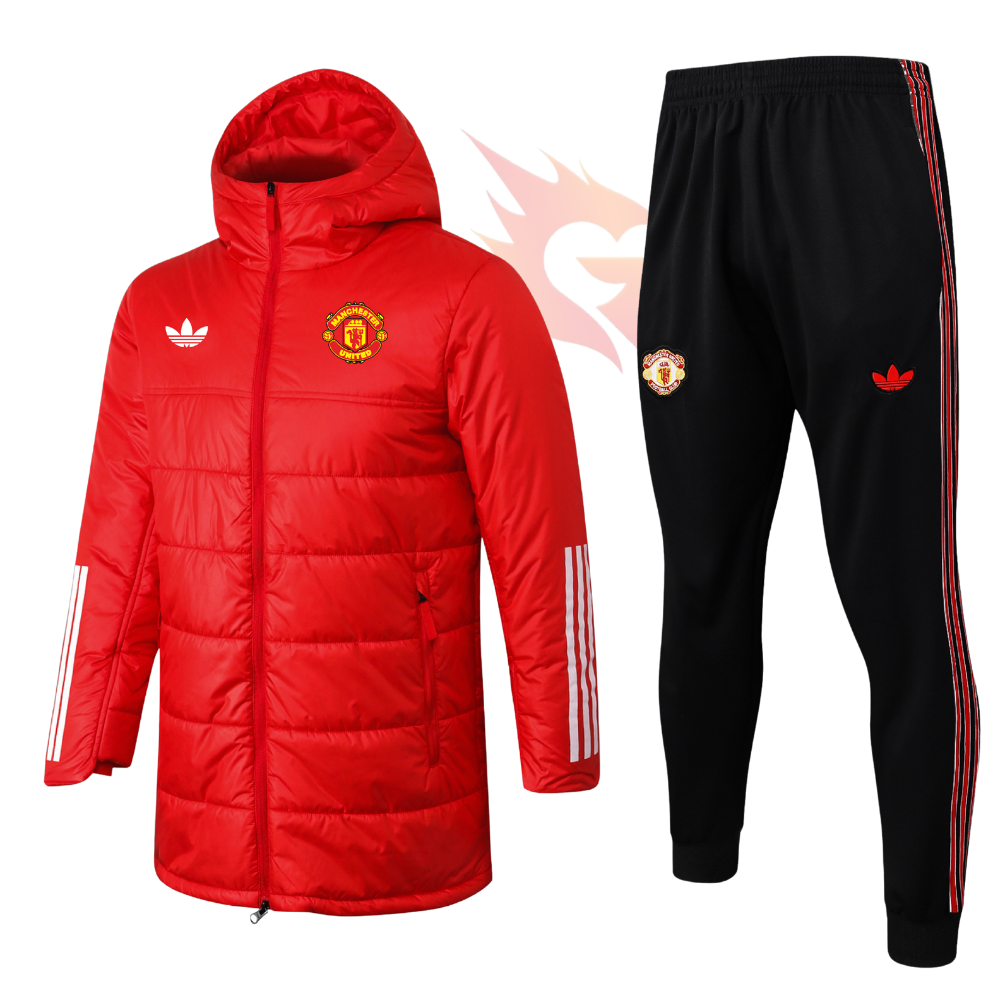 Conjunto Jaqueta Puffer e Calça Training - Adidas - Manchester United Vermelha