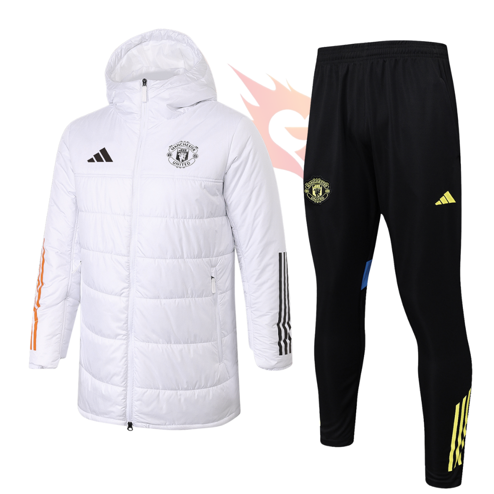 Conjunto Jaqueta Puffer e Calça Training - Adidas - Manchester United Branco