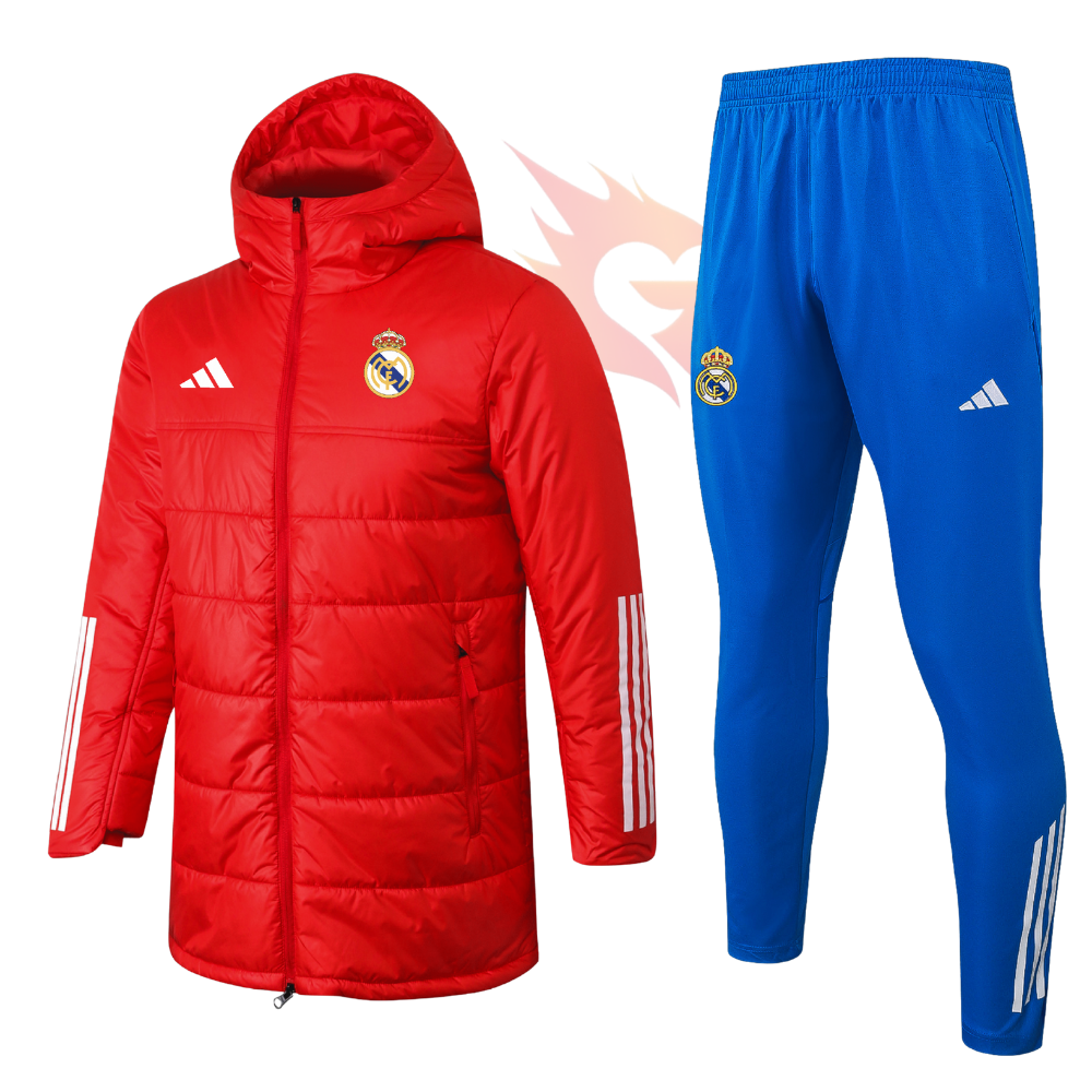 Conjunto Jaqueta Puffer e Calça Training - Adidas - Real Madrid Vermelha