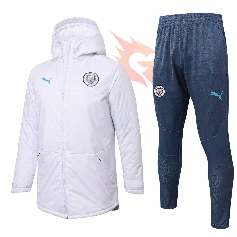 Conjunto Jaqueta Puffer e Calça Training - Manchester City Branco