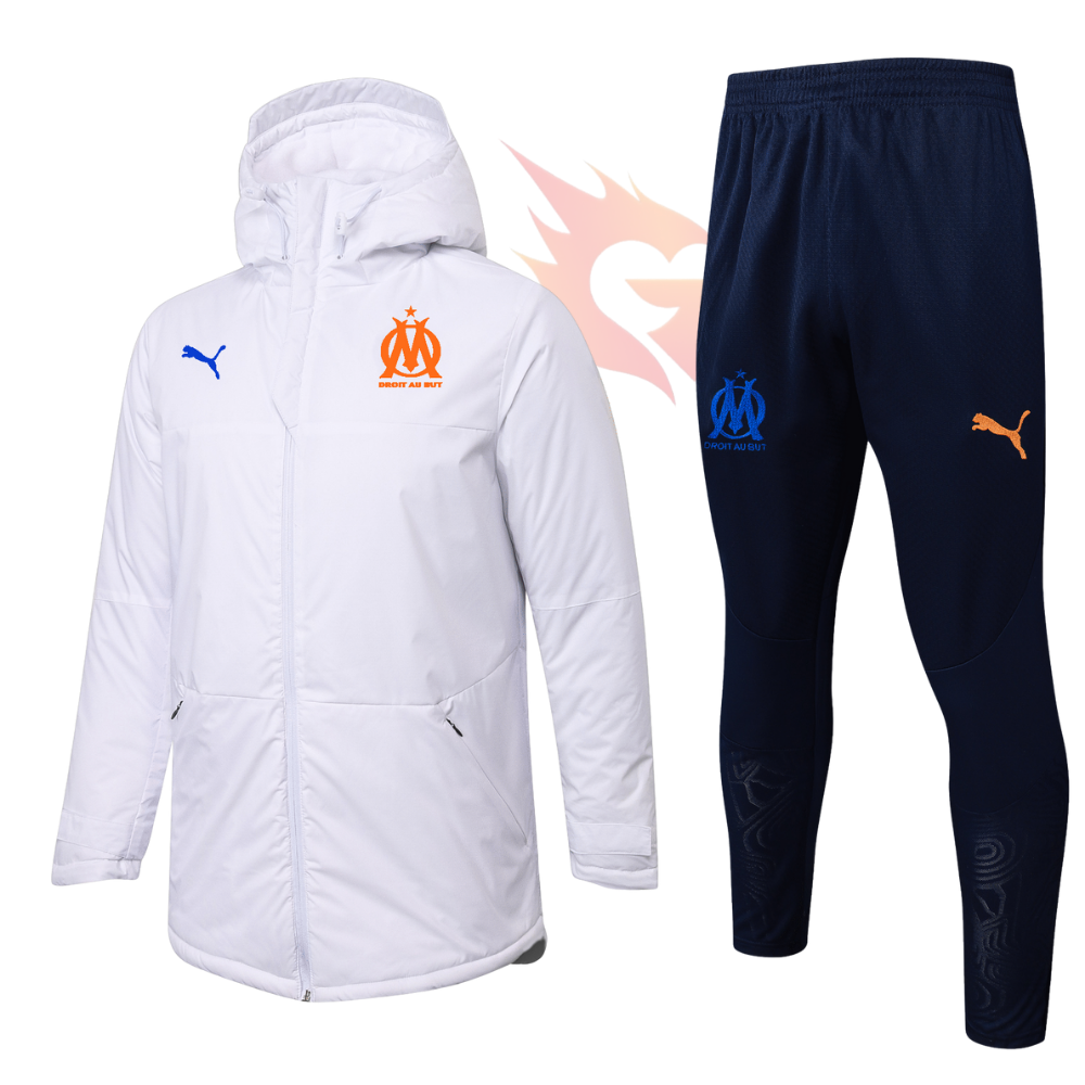 Conjunto Jaqueta Puffer e Calça de Treino - Marseille Branco