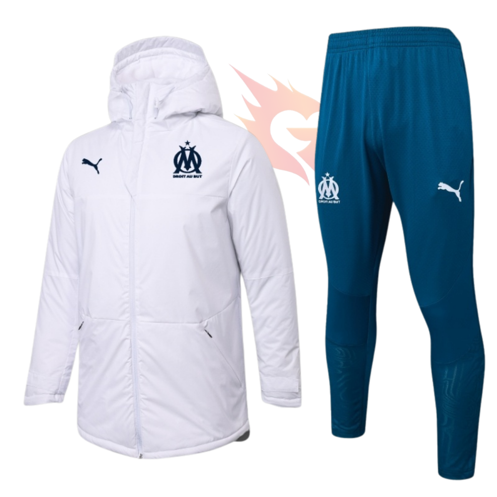 Conjunto Jaqueta Puffer e Calça de Treino - Marseille Branco