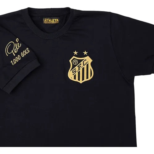 Camisa Santos Retrô 25/26 Edição Especial Pele 1000 Gols Masculino - Preta