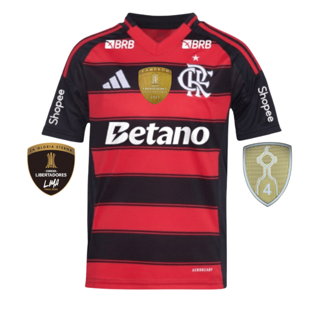 Camisa Flamengo I 25/26 - Torcedor Adidas Masculina - Preta e vermelha