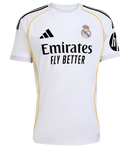 Camisa Real de Madrid I 25/26 - Torcedor Adidas Masculina - Branca com detalhes em cinza e amarelo