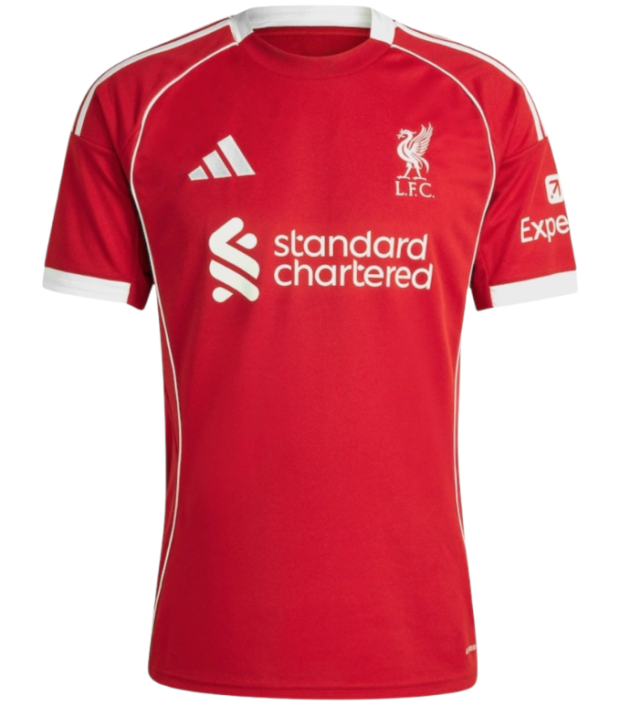 Camisa Liverpool I 25/26 - Torcedor Adidas Masculina - Vermelha com detalhes em branco