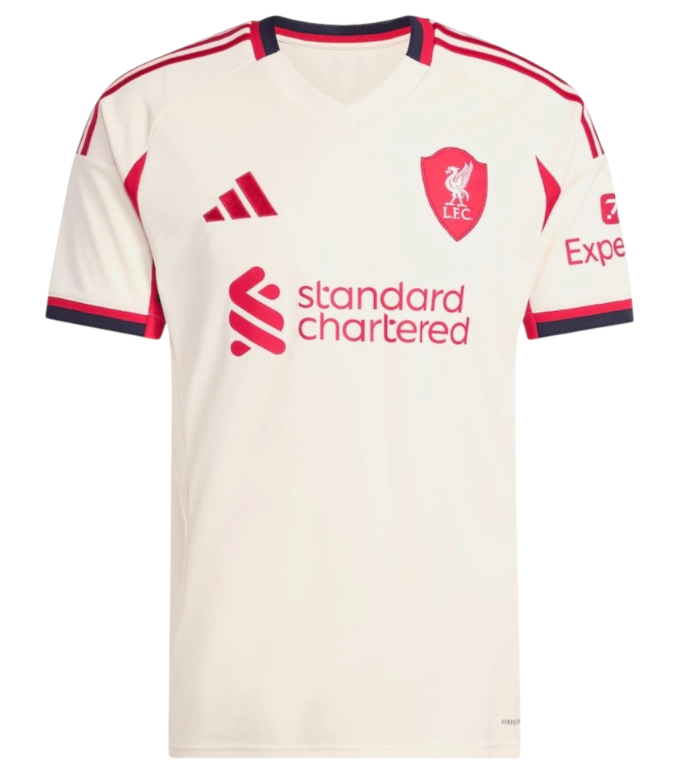 Camisa Liverpool II 25/26 - Torcedor Adidas Masculina - Bege com detalhes em vermelho e preto