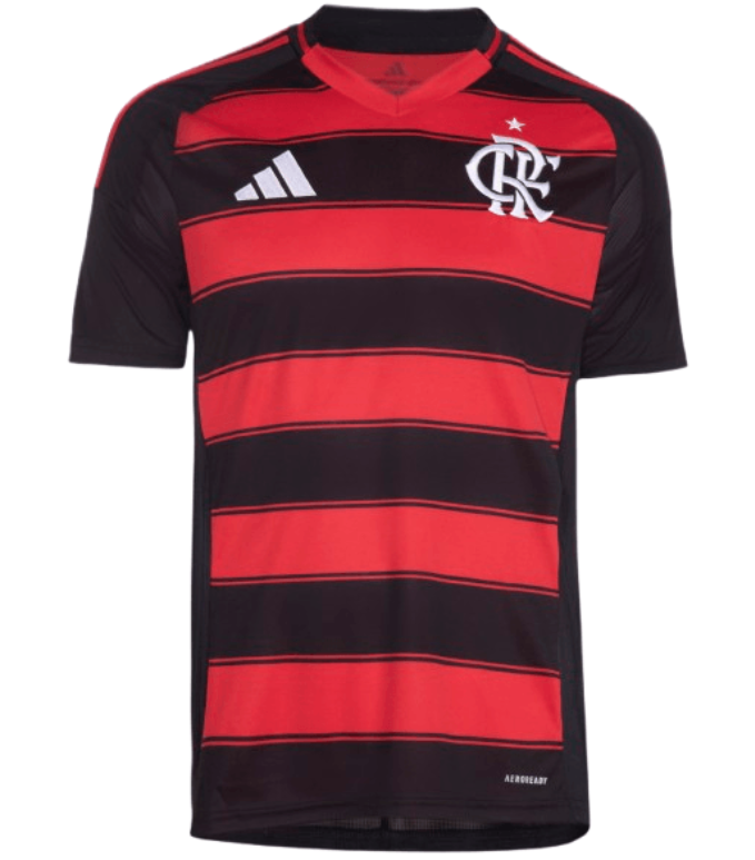 Camisa Flamengo I 25/26 - Torcedor Adidas Masculina - Preta e vermelha