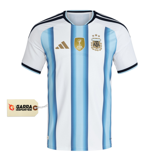 Camisa Seleção da Argentina I 2026 - Copa Do Mundo - Torcedor Adidas Masculina - Azul e branca com detalhes em dourado