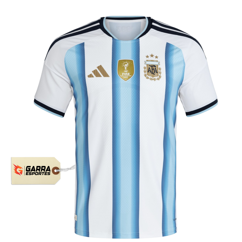 Camisa Seleção da Argentina I 2026 - Copa Do Mundo - Torcedor Adidas Masculina - Azul e branca com detalhes em dourado