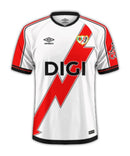 Camisa Rayo Vallecano I 25/26 - Torcedor Umbro Masculina - Branca com detalhes em vermelho e amarelo