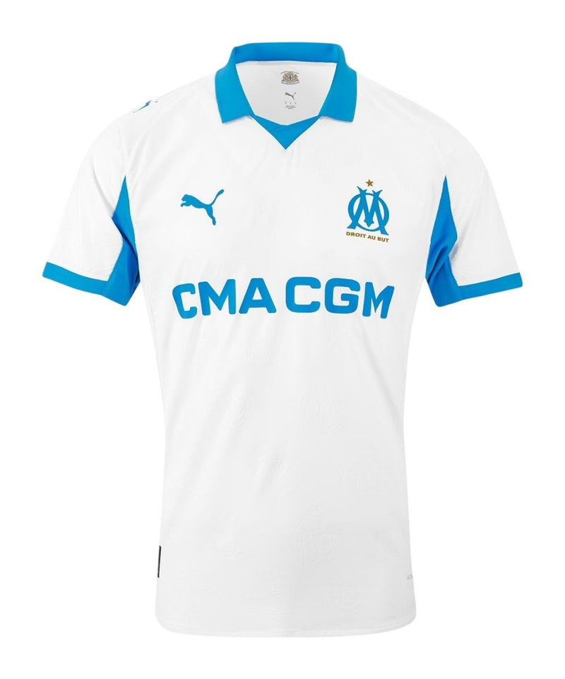 Camisa Olympique Marseille I 25/26 - Torcedor Puma Masculina - Branca e azul