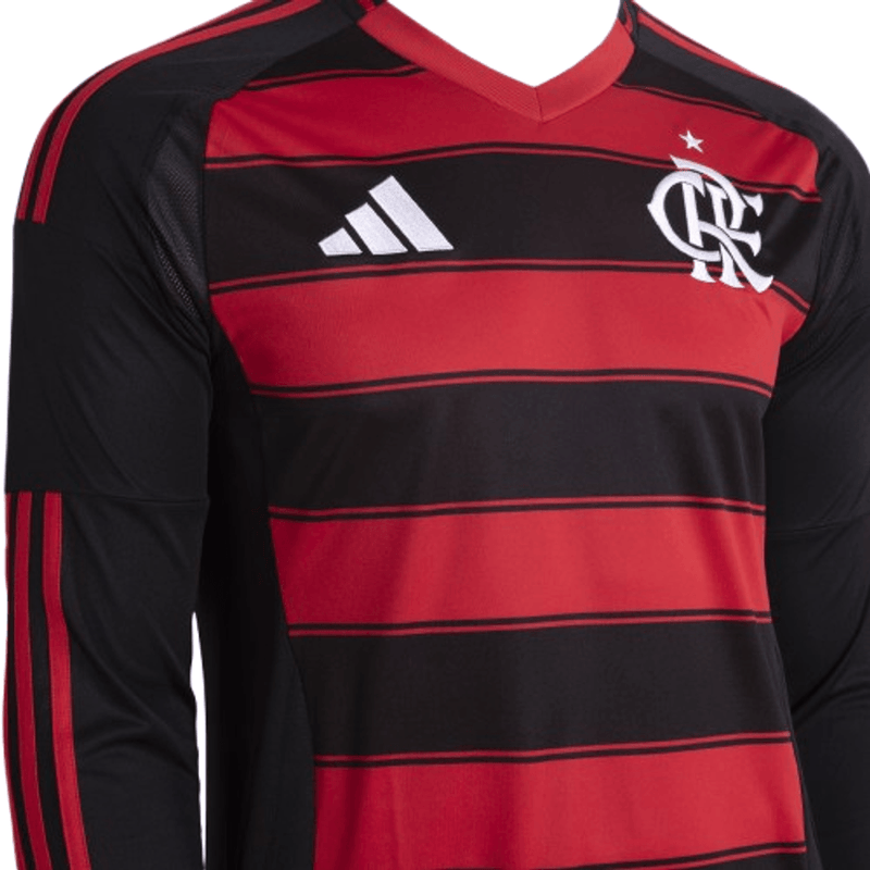 Camisa Flamengo Manga Longa l Adidas 25/26 - Vermelho e preto