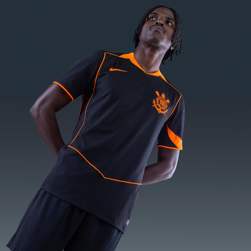 Camisa Do Timão Ill 25/26 - Torcedor Nike Masculina - Preta e Laranja