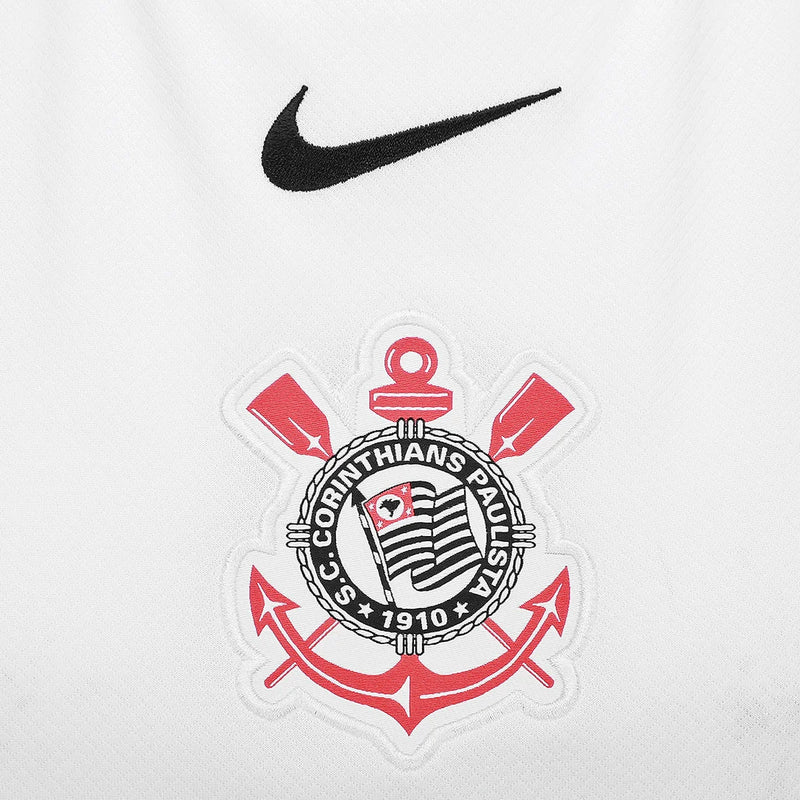 Camisa Corinthians I 25/26 - Torcedor Nike Feminina - Branca com detalhes em preto