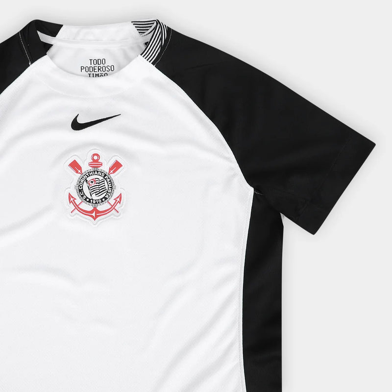 Camisa Corinthians I 25/26 - Torcedor Nike Feminina - Branca com detalhes em preto