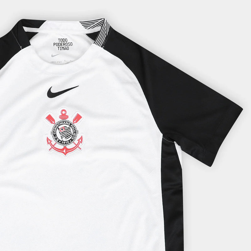 Camisa Corinthians I 25/26 - Torcedor Nike Masculina - Branca com detalhes em preto