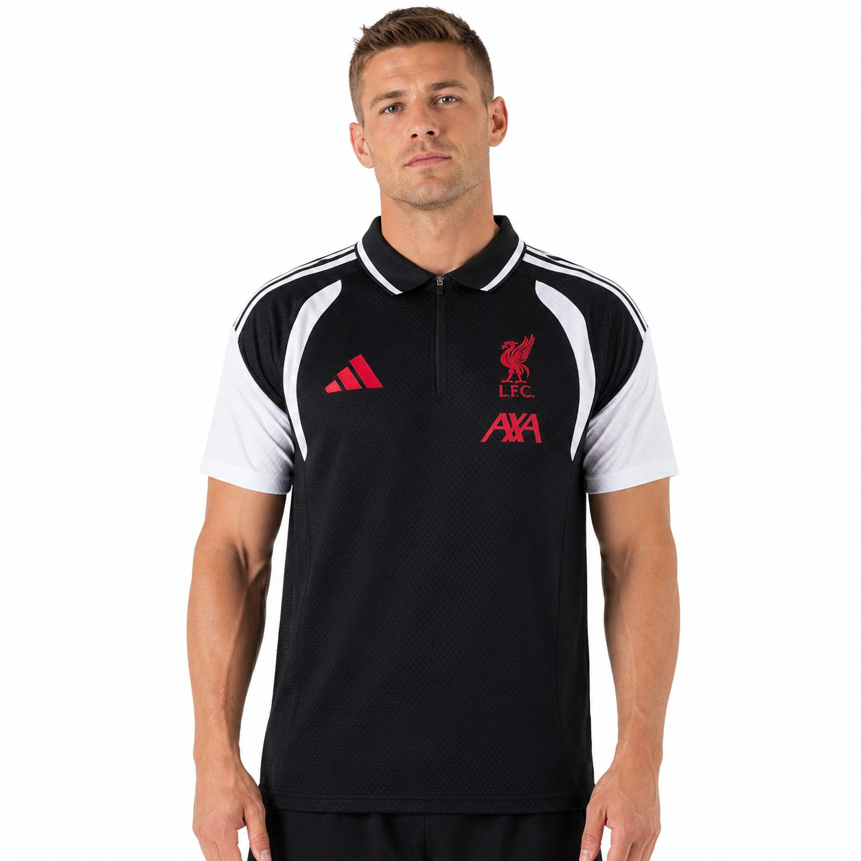 Liverpool FC 25/26 Travel Polo Shirt Black - Player