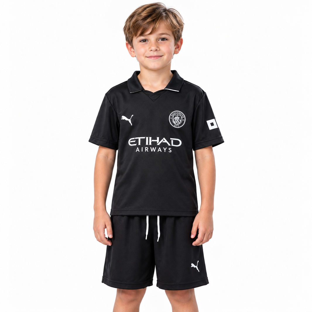 Manchester City 25/26 Visitante - Conjunto Infantil
